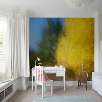 The color palette is composed primarily of harmonious yellow and green hues, reflecting autumn foliage.
