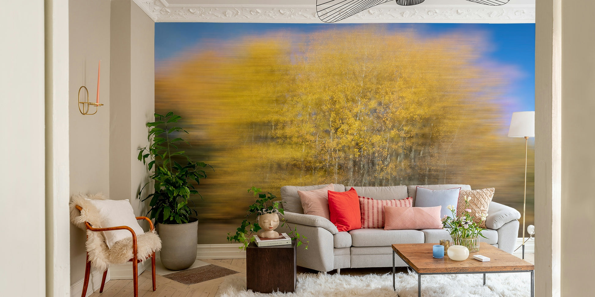 There's a strong sense of tranquility, natural harmony, and sophisticated artistry.
