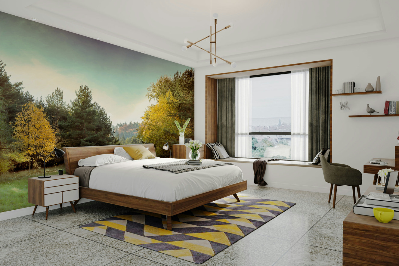 A breathtaking and tranquil wall mural.
