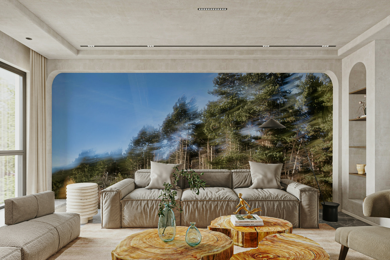 A serene and abstract wall mural.
