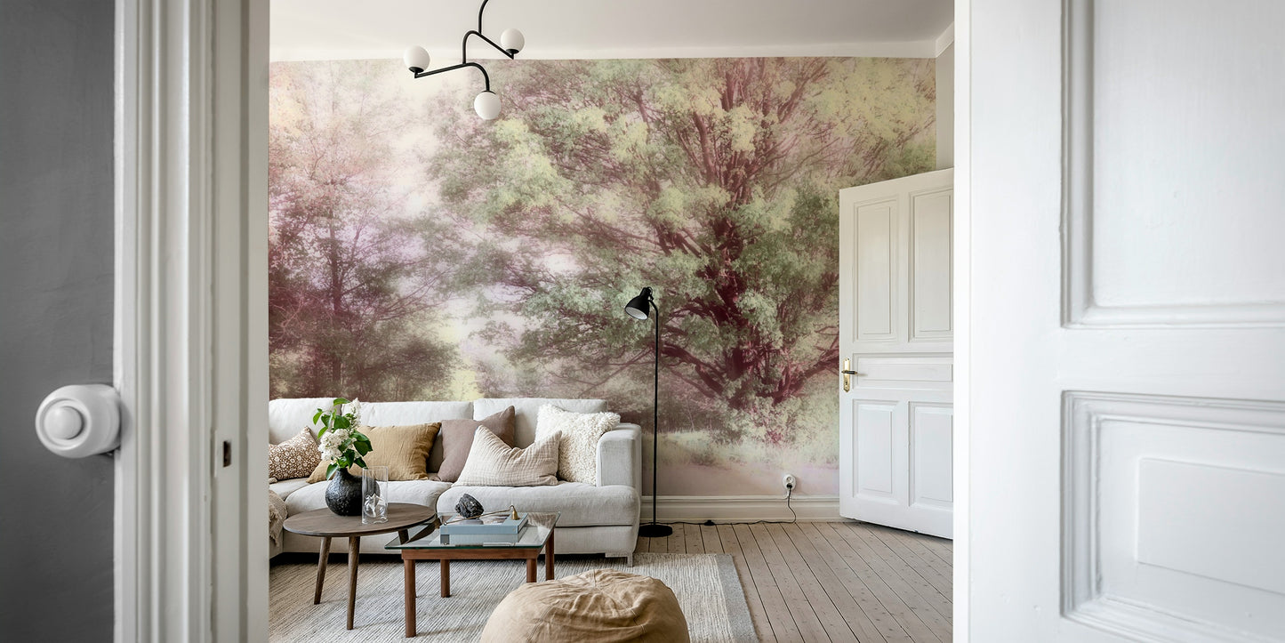 Ethereal Green Tree Art Print | Tranquil Nature Photography | Soft Pastel Landscape Decor Wall Mural