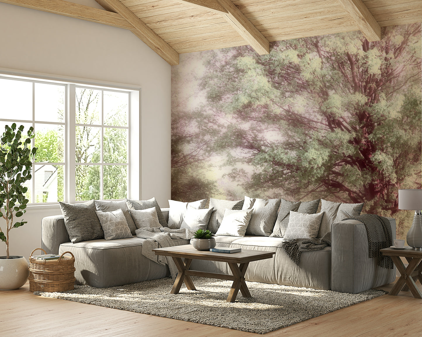 Ethereal Green Tree Art Print | Tranquil Nature Photography | Soft Pastel Landscape Decor Wall Mural