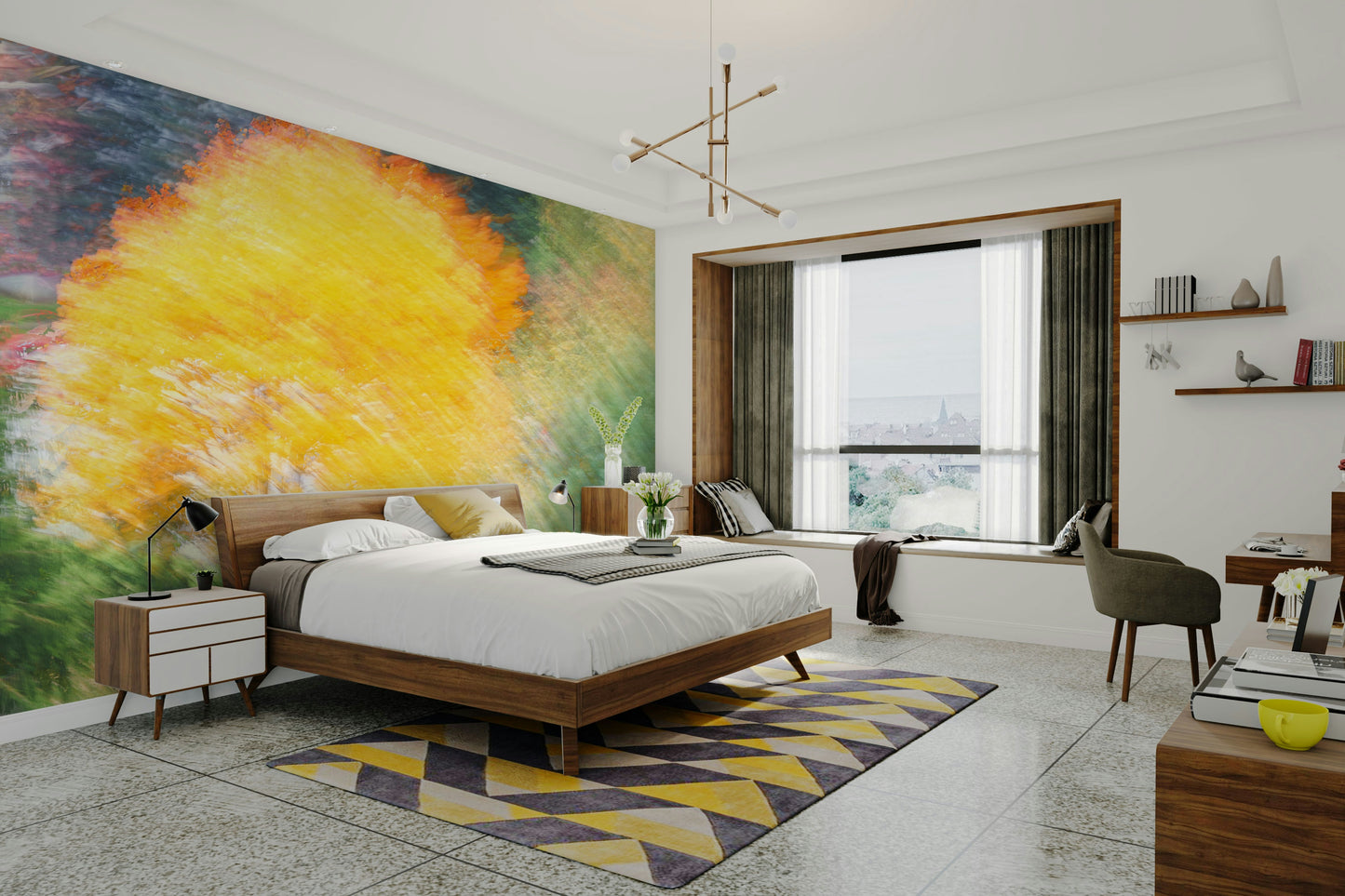 Golden Autumn Tree - Abstract Nature Photography - Vibrant Fall Colors Wall Mural