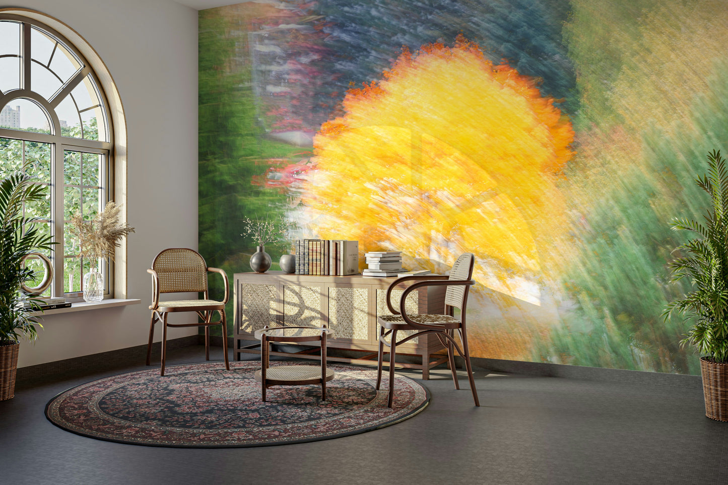 Golden Autumn Tree - Abstract Nature Photography - Vibrant Fall Colors Wall Mural