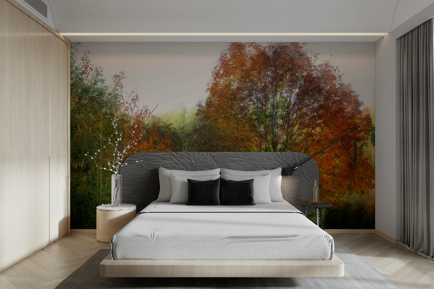 Sunlight filters through the leaves, creating a warm and peaceful glow.

