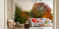 The wall mural is the main feature on a living room wall.

