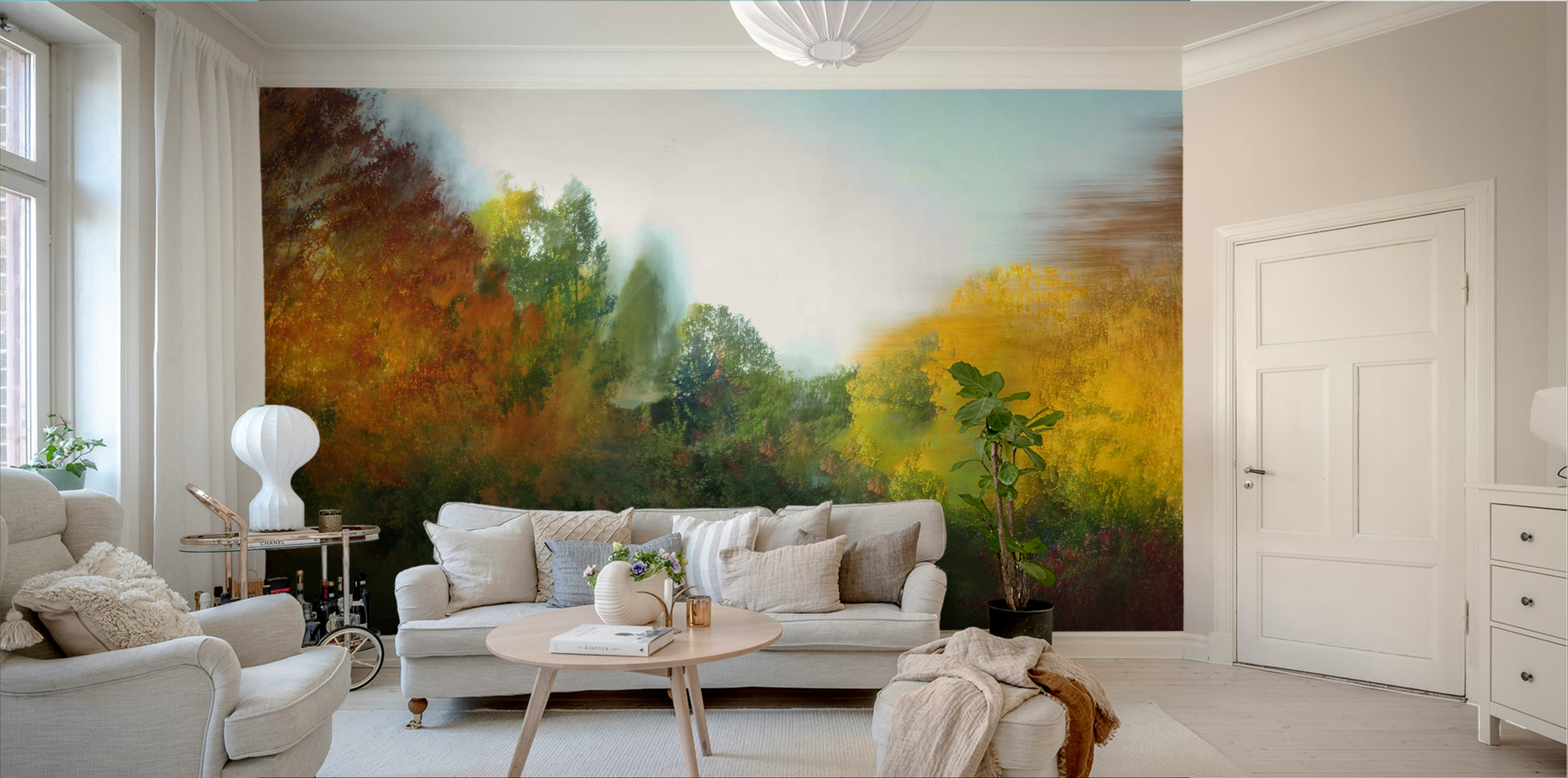 A close-up view of the gentle, blending colors of the abstract landscape.

