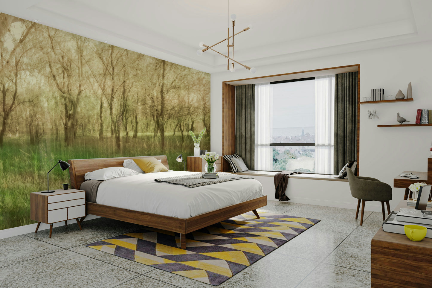 A close-up view of the detailed photography of the green leaves.

