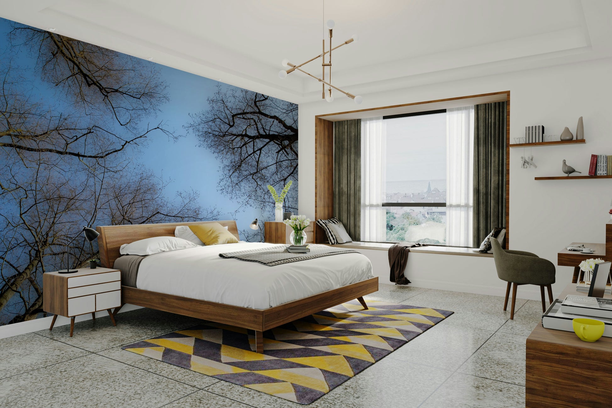 The scene has a peaceful, serene, and minimalist feel.

