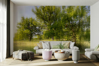 The high-resolution print captures fine details of the trees and ground.

