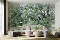 The wallpaper is applied seamlessly, making the view feel realistic.

