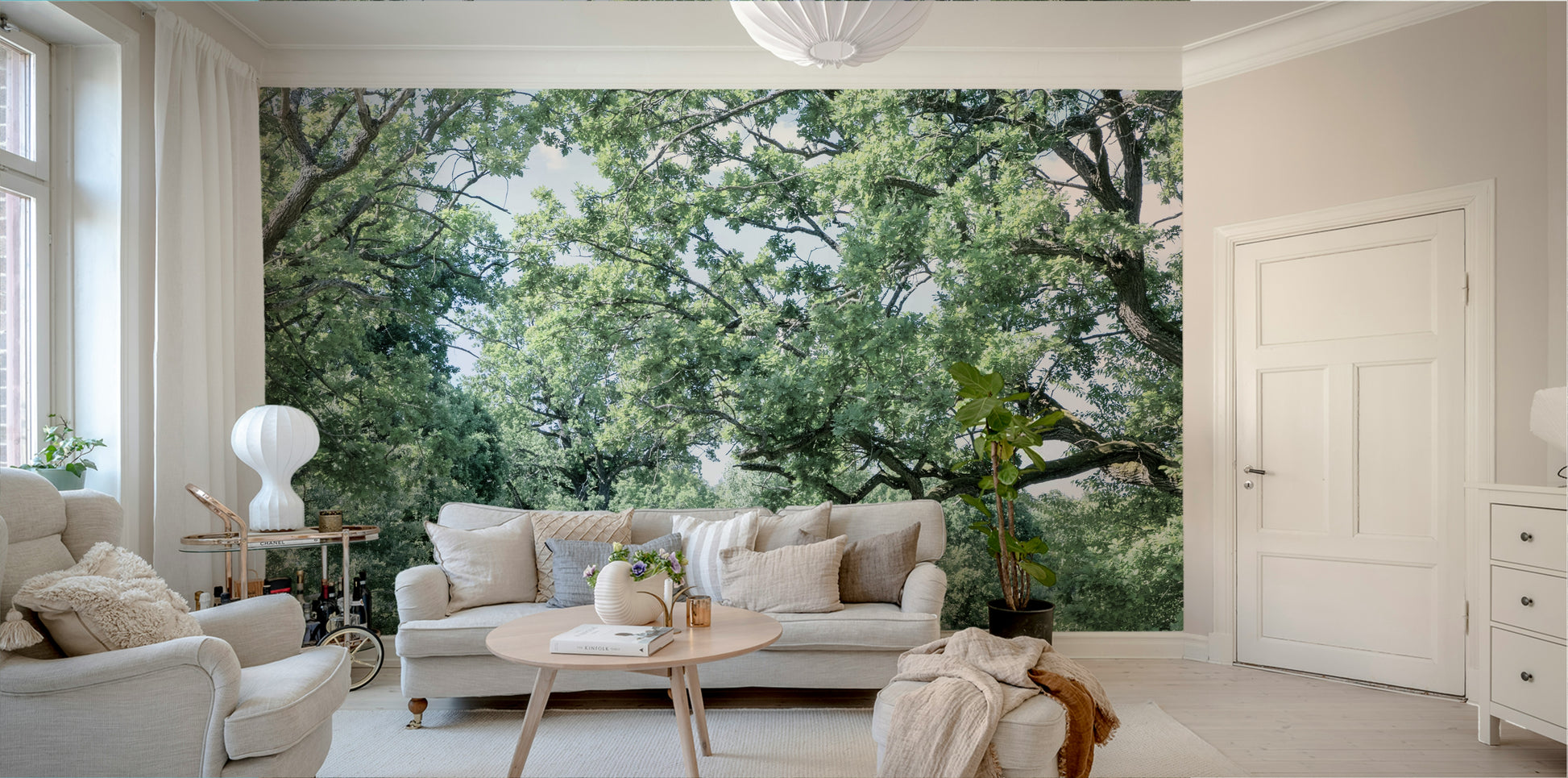 The room feels calm and spacious due to the open landscape.

