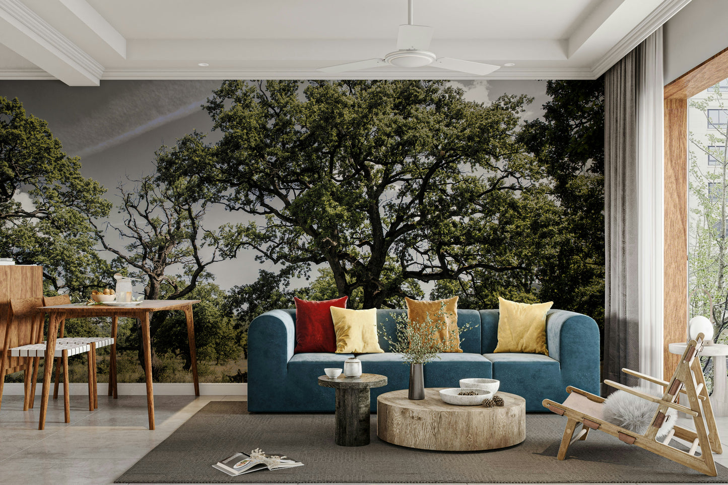 The scene has a peaceful and spacious feel.

