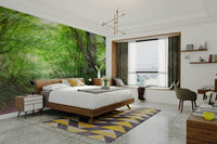 The colors are vibrant greens and soft browns.

