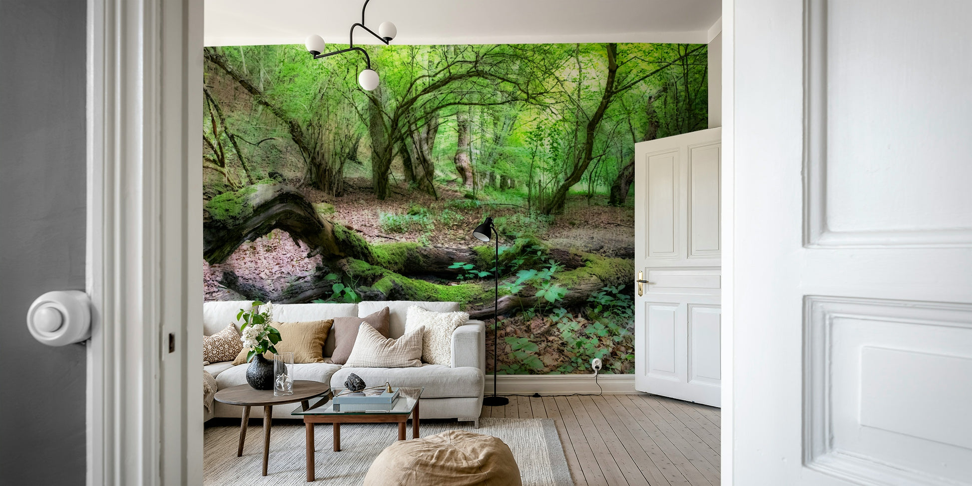 The light filters through the trees.

