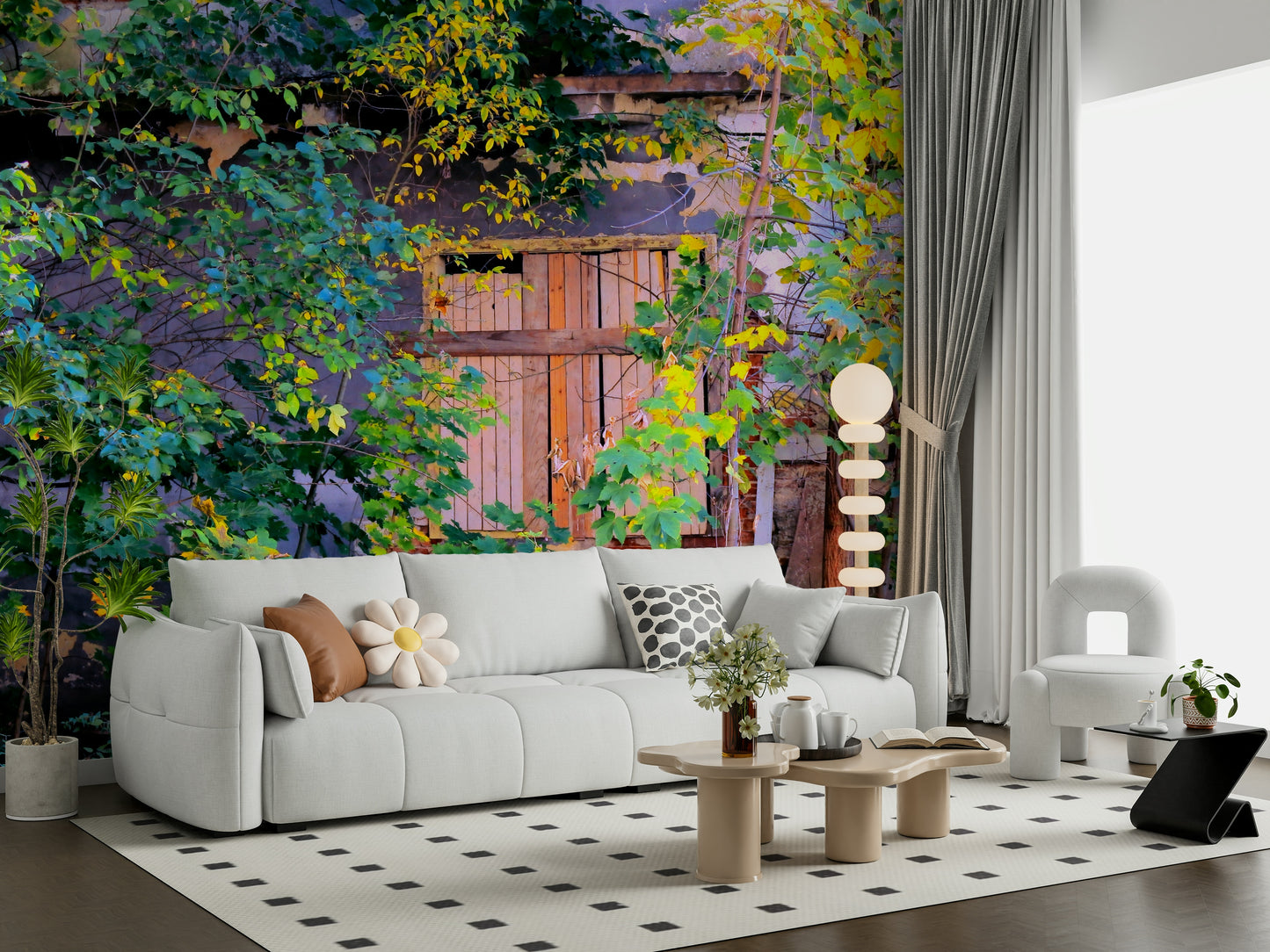 Overgrown Doorway: Nature's Embrace of Abandoned Ruins Wall Mural