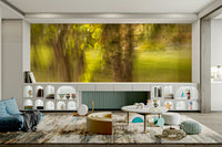 Soft, muted colors of green and brown.

