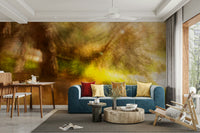 Soft, vibrant colors, often green, blue, and yellow.

