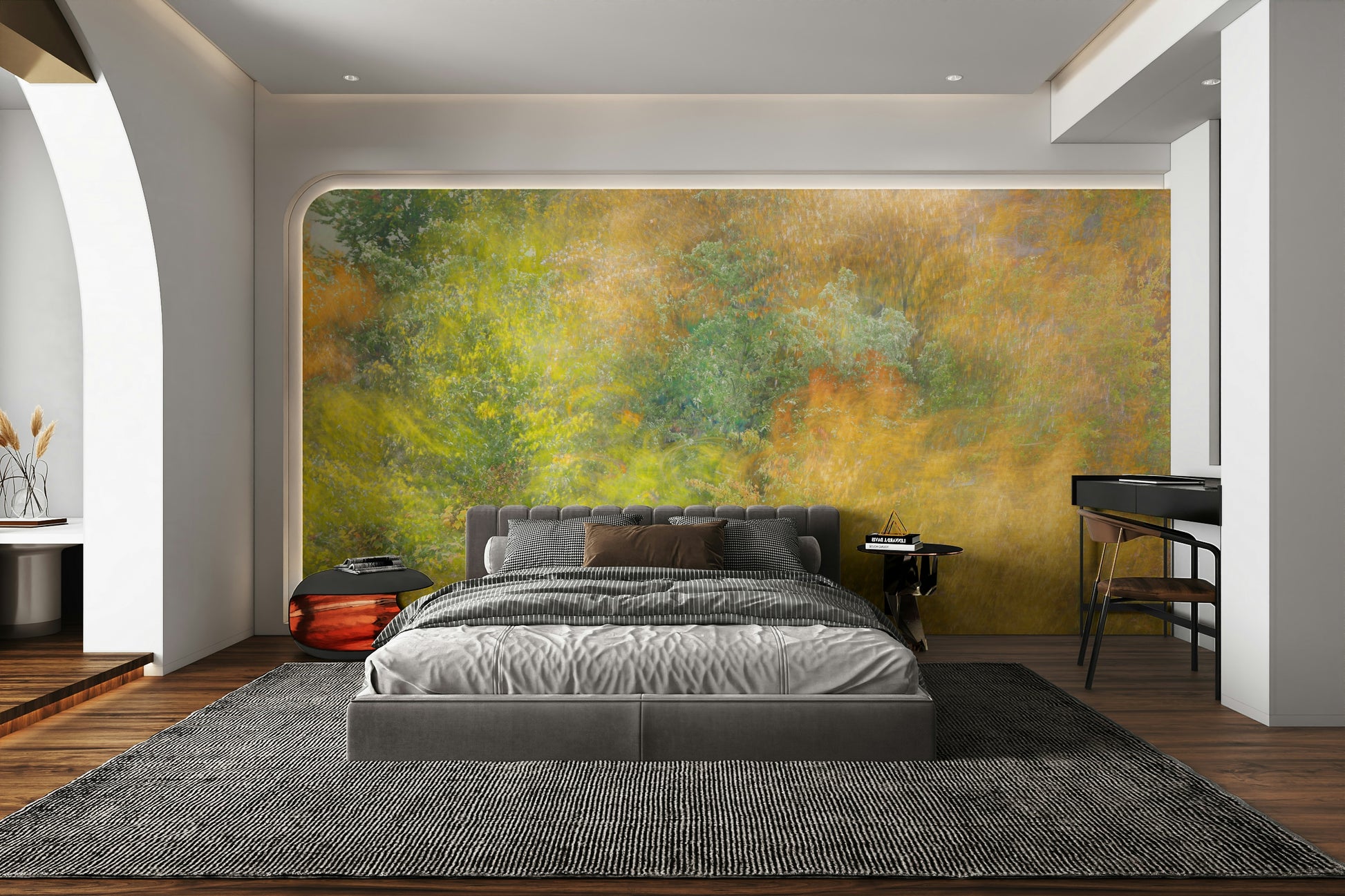 A large-scale art print of a natural scene.

