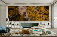 The wallpaper is applied seamlessly, making it look like a real view.

