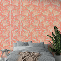 The wall mural is installed on a feature wall in a living room.

