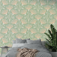 The pattern has a cottage-inspired, botanical feel.

