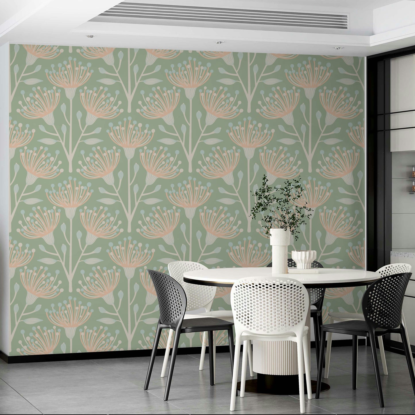The wallpaper is applied seamlessly, without visible joins.

