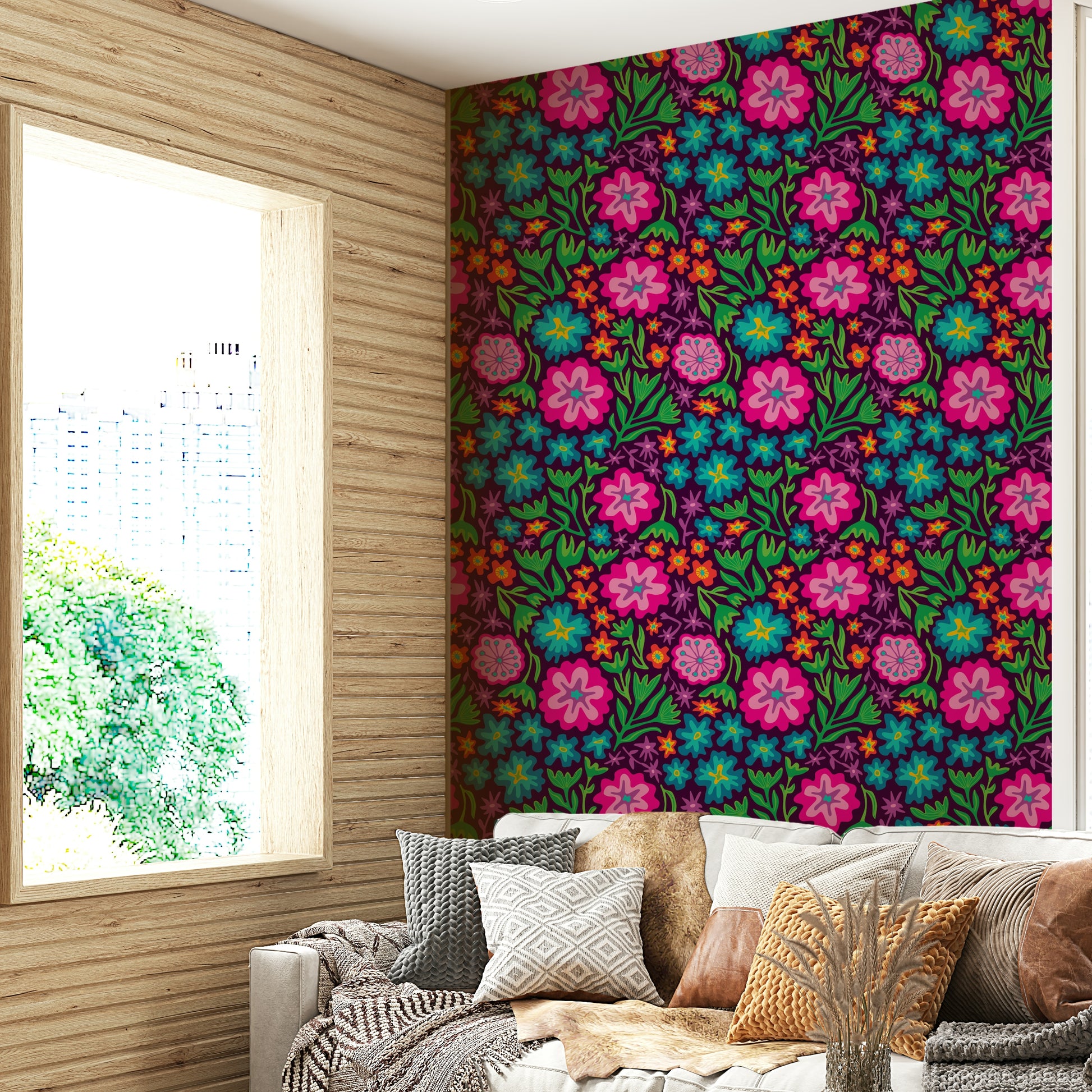 tropical flowers and foliage art

