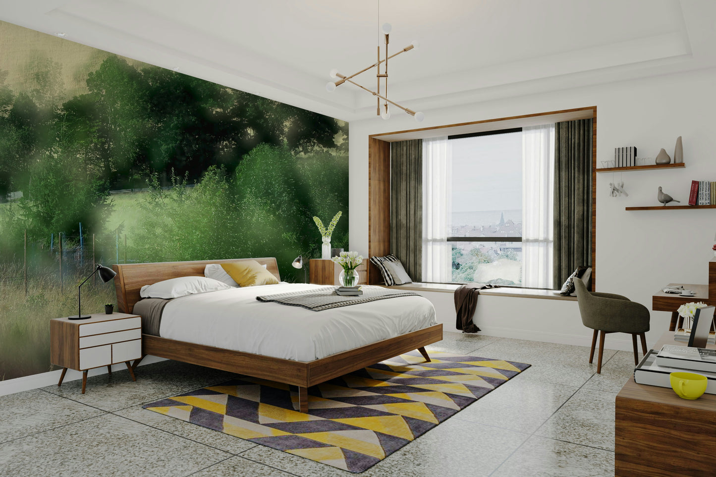 Verdant landscape with a winding path.

