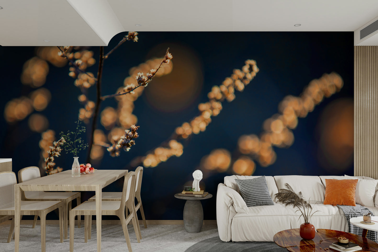 Wall decor evoking tranquility and warmth.

