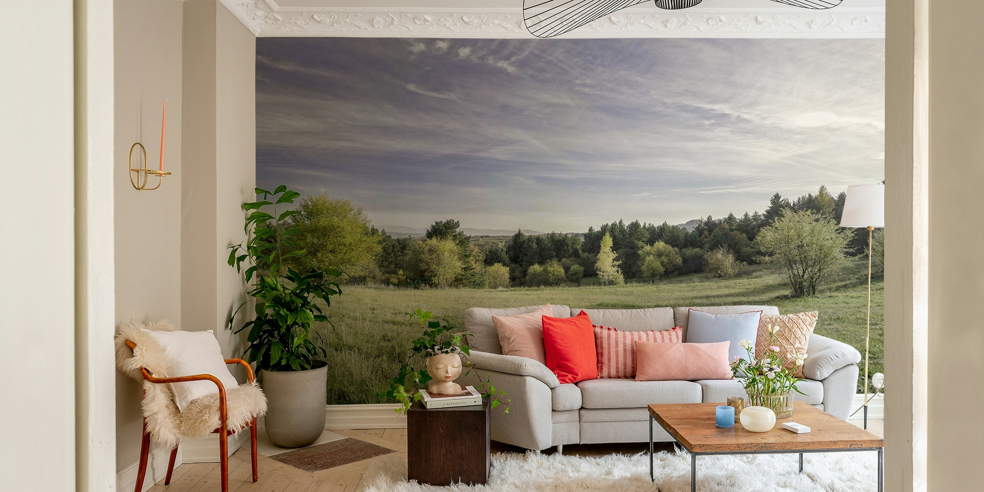 Vibrant green and earthy brown hues.

