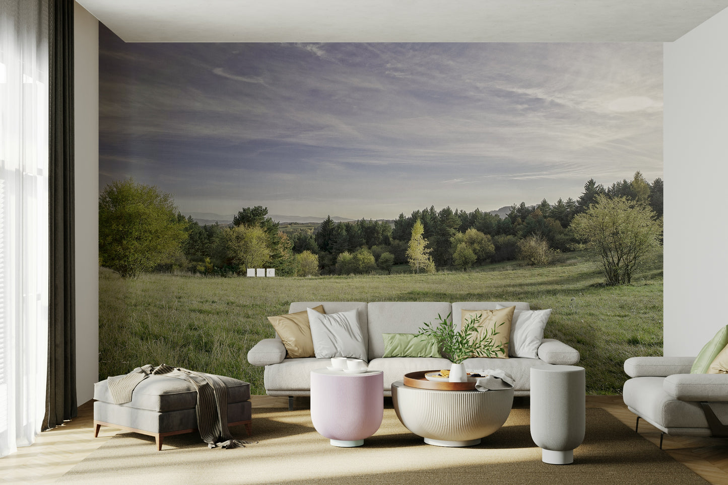 Wall decor evoking tranquility and openness.

