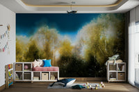 Subtle textures of tree bark and leaves.

