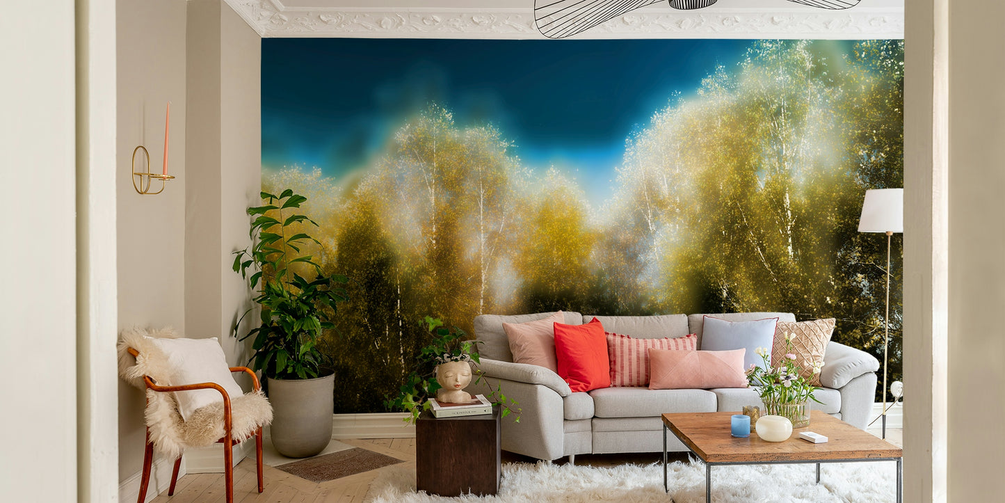 Wall covering evoking tranquility and autumn beauty.

