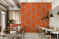 Peel and stick floral wallpaper in warm tones
