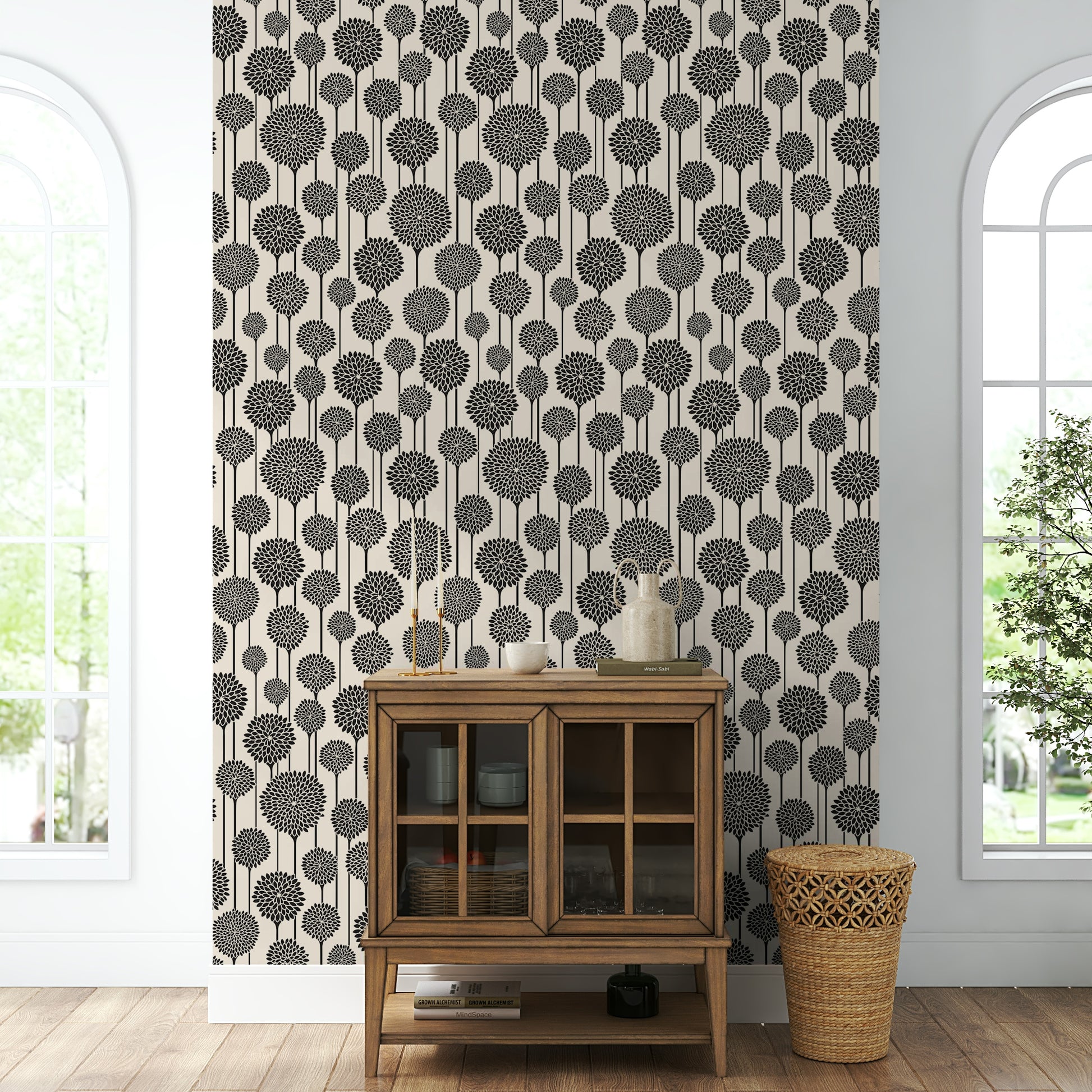 Neutral floral wallpaper for bedrooms
