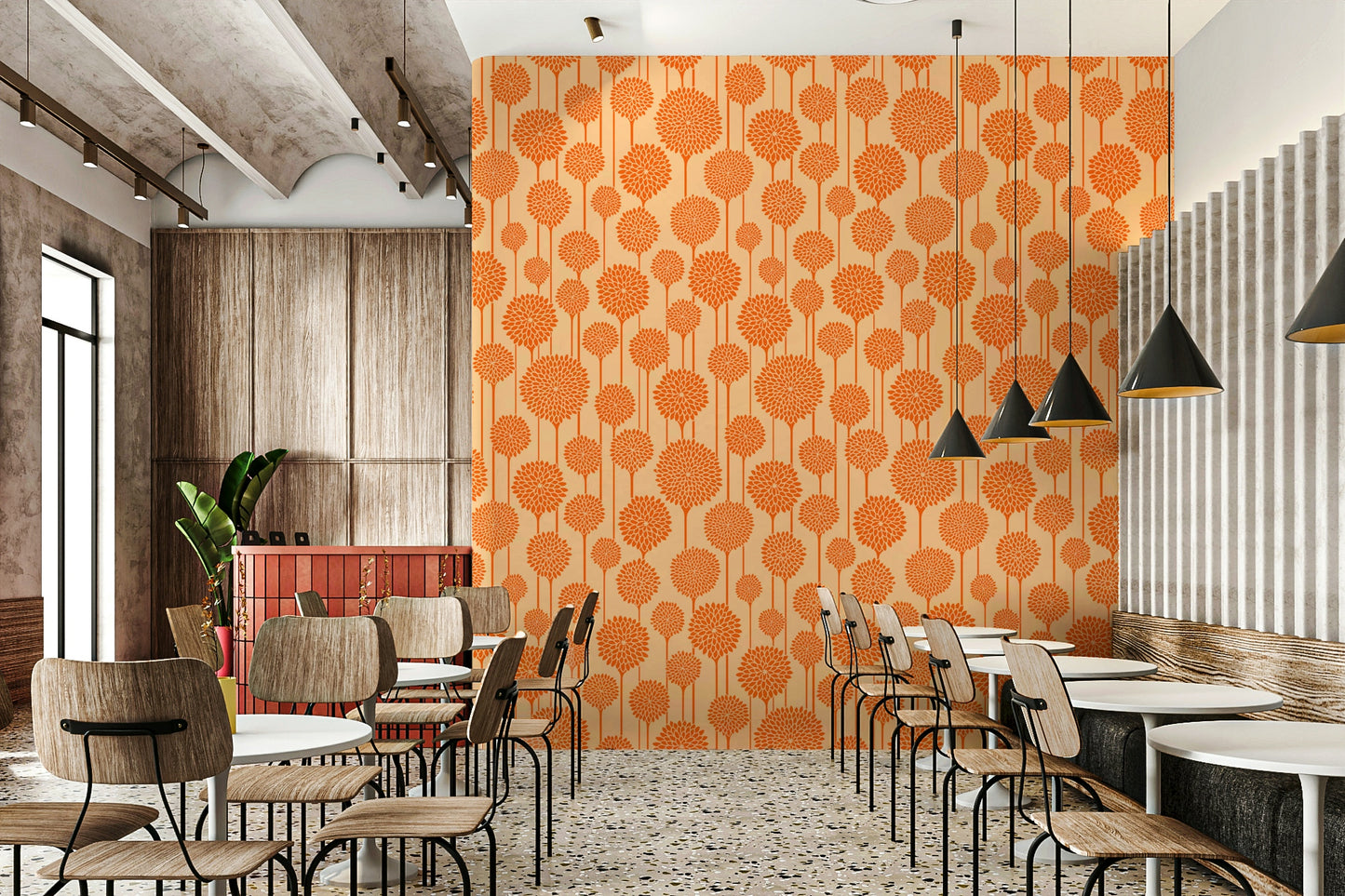 Scandi style mural wallpaper with vertical stripes

