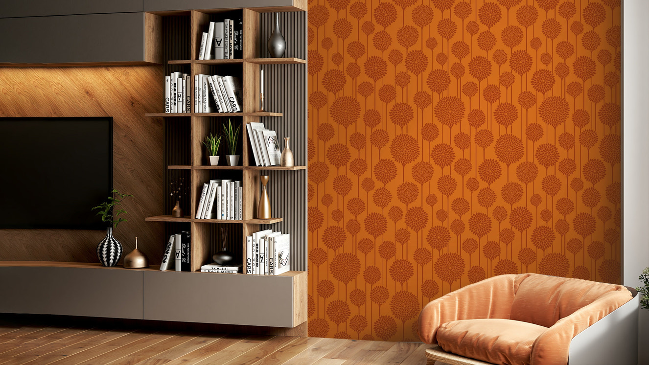 Warm floral wallpaper for cozy interiors
