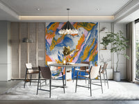 Mountains wall mural with layered peaks
