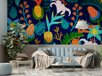 Bold mural wallpaper featuring expressive colors
