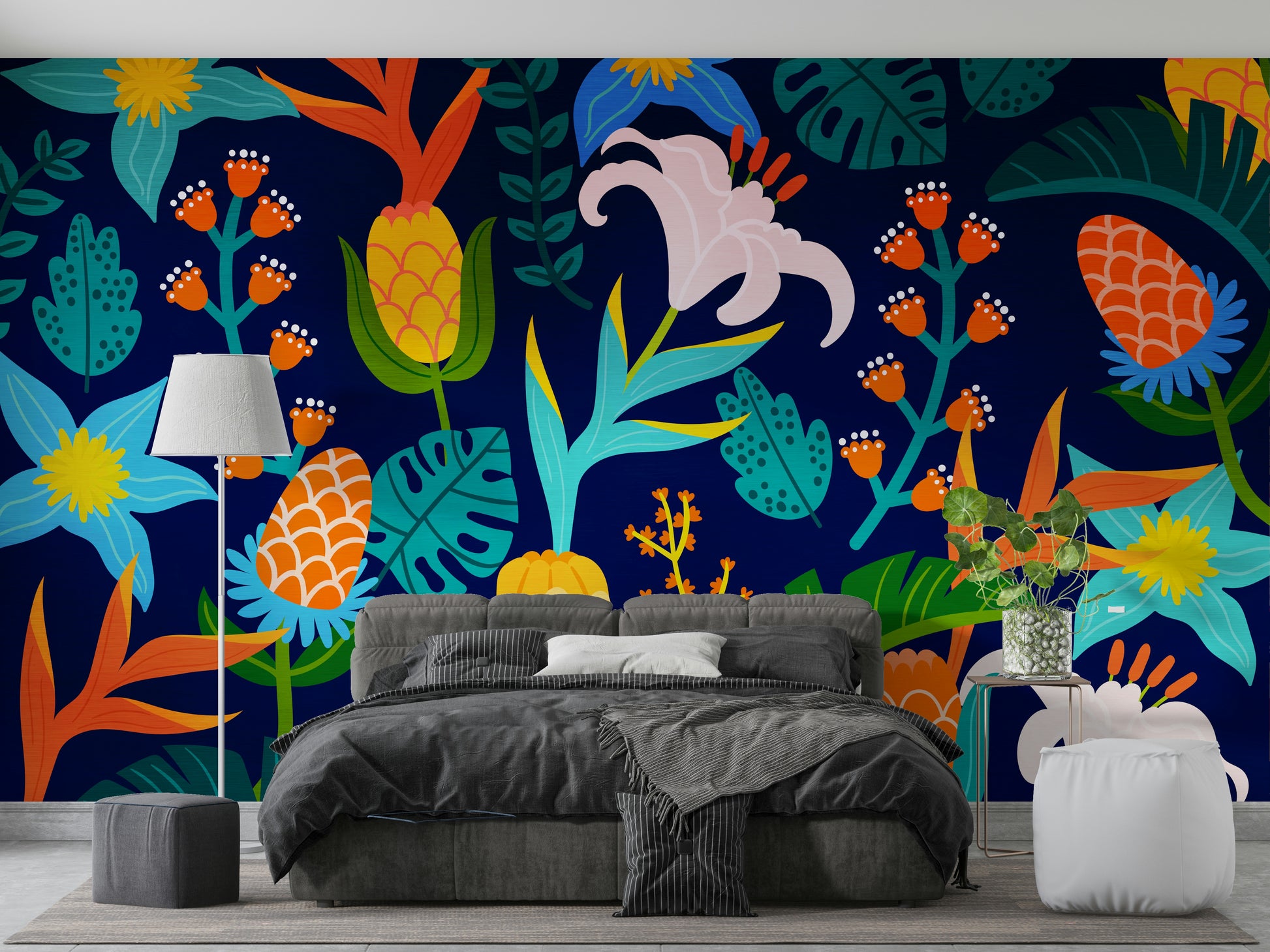 Unique wall mural with cultural influence
