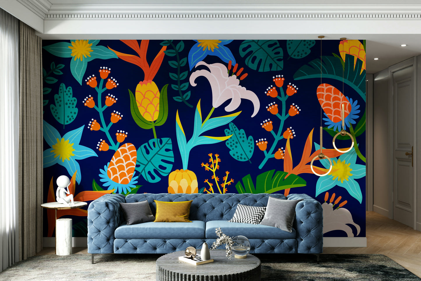 Colorful mural wallpaper for bedroom or studio
