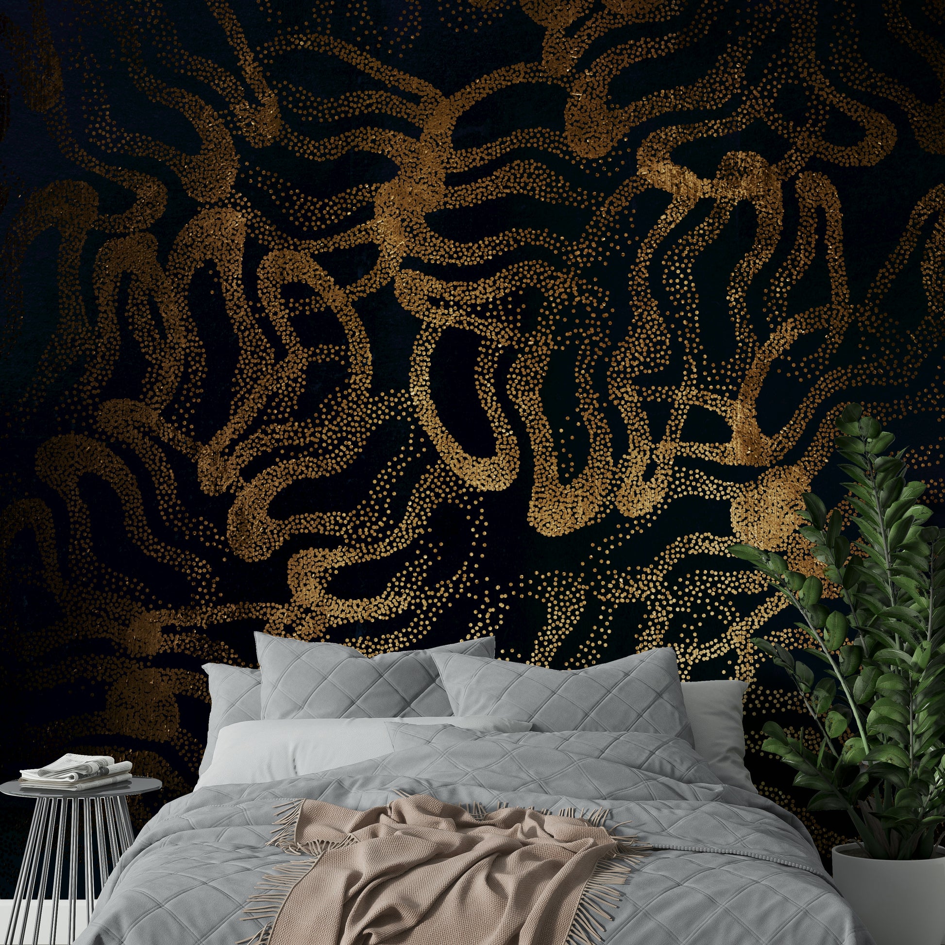 Strong outlines and flat planes of color.

