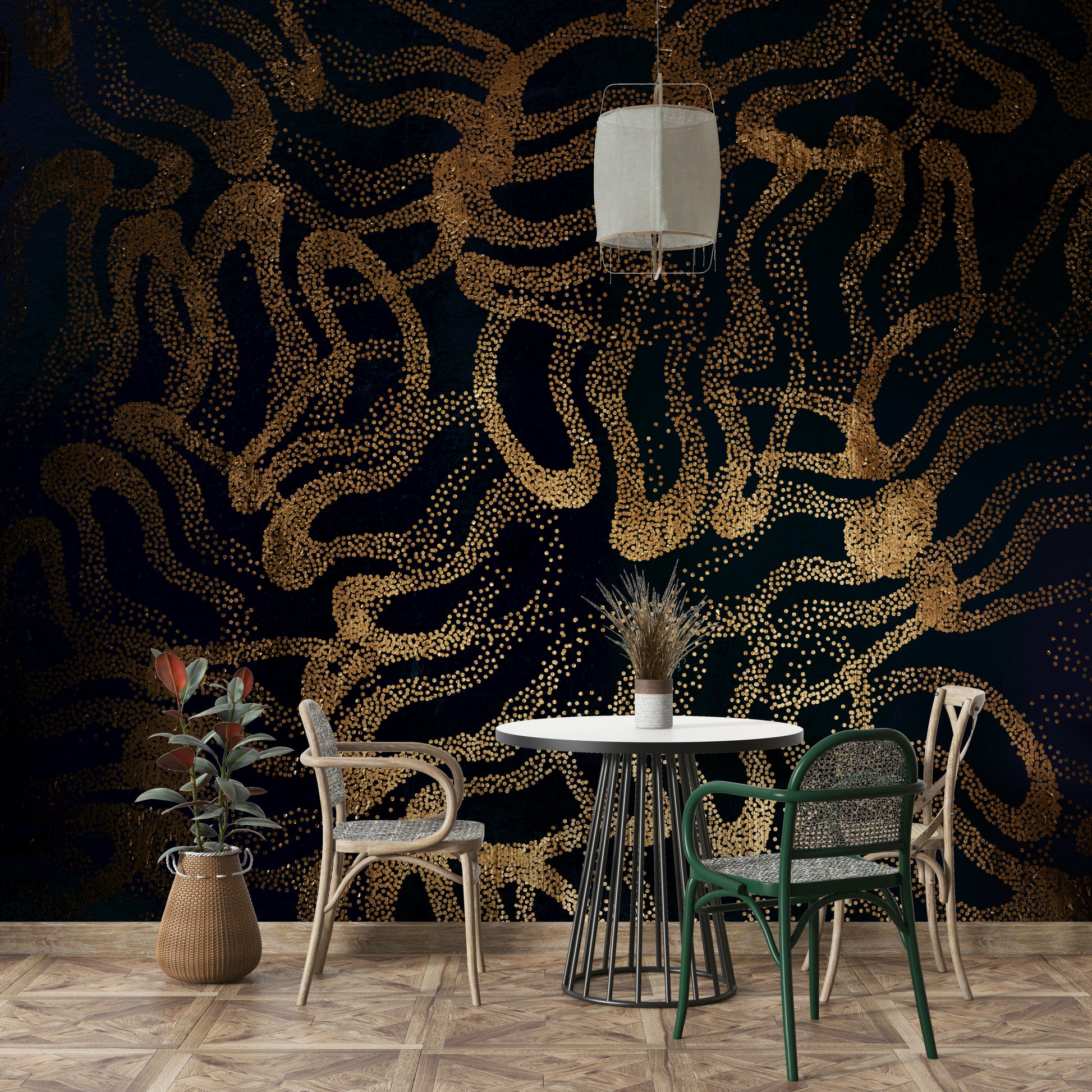 Lush, exotic landscapes, often tropical.