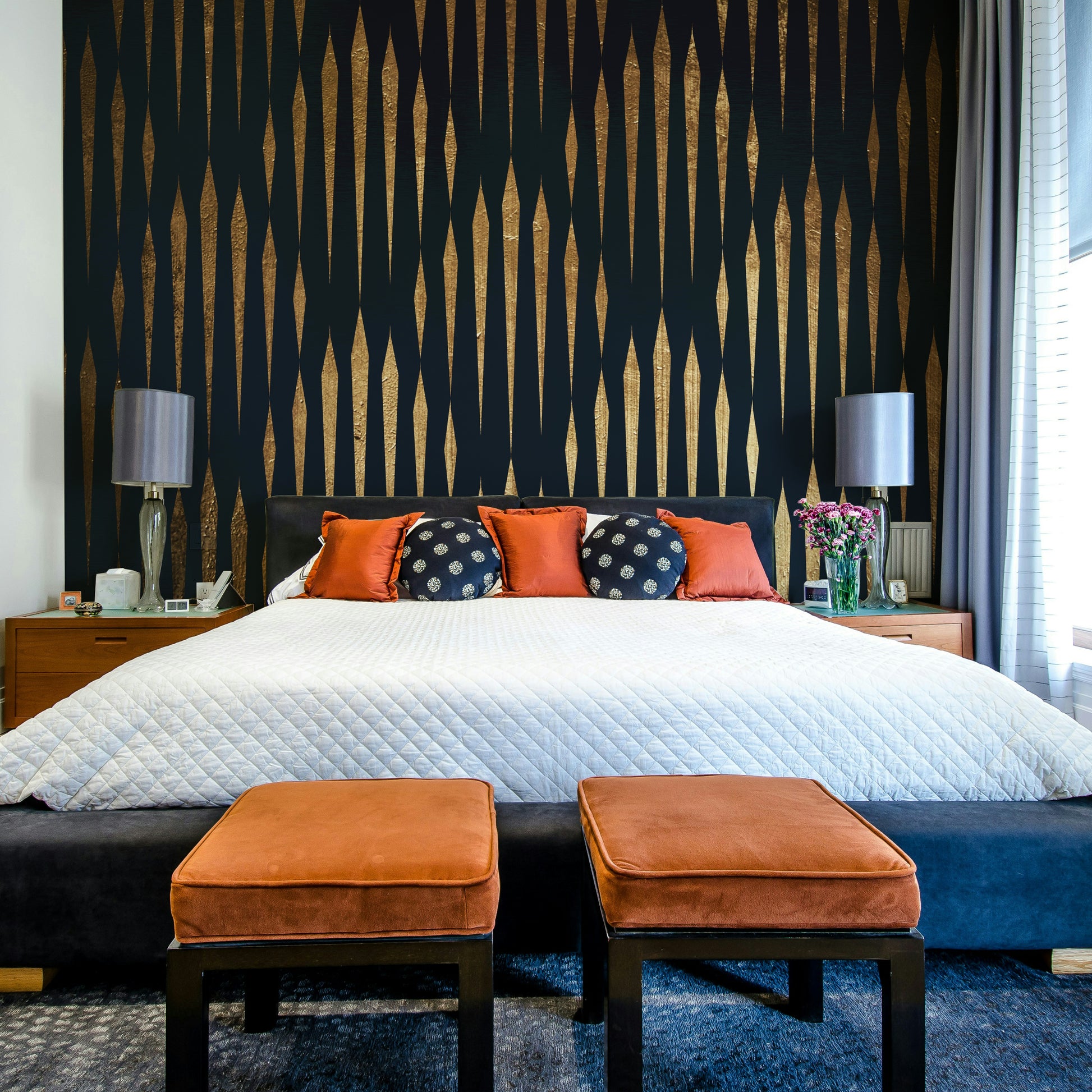 Trees or foliage along the riverbanks.

