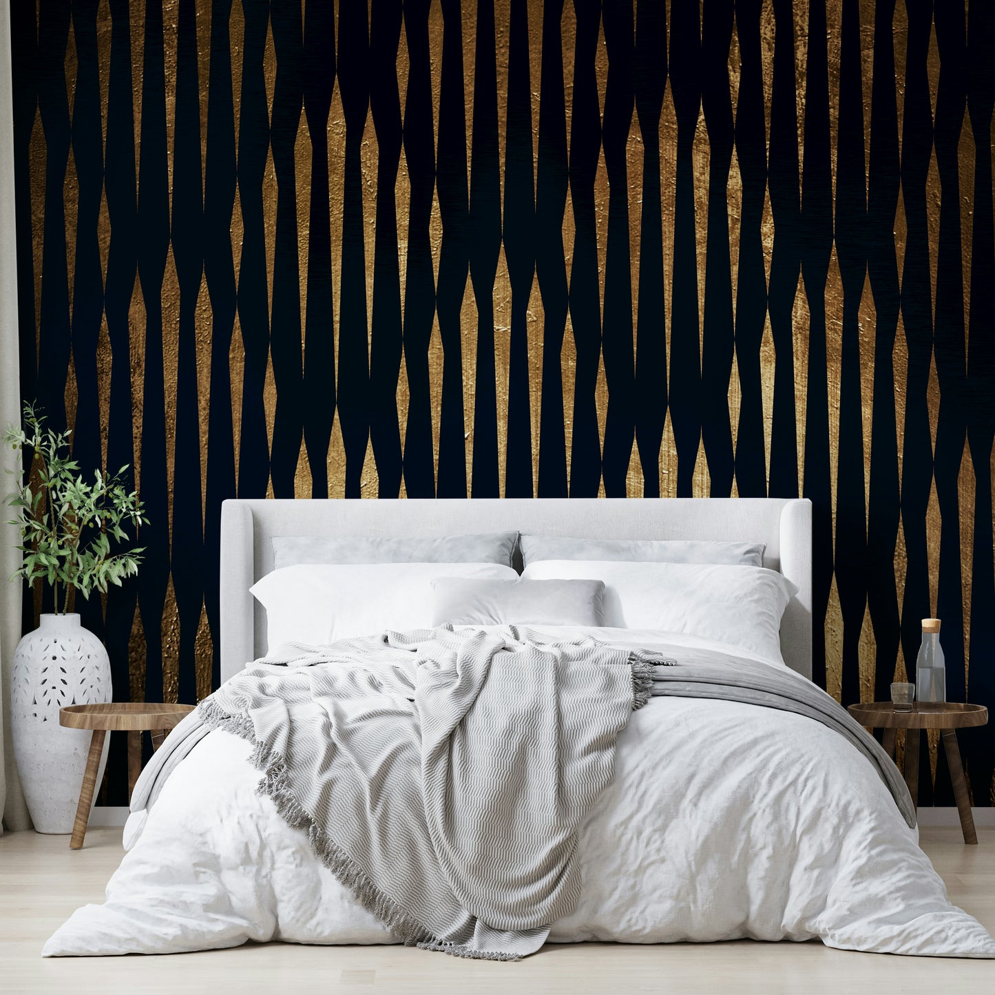 Wall covering evoking tranquility and natural mystery.

