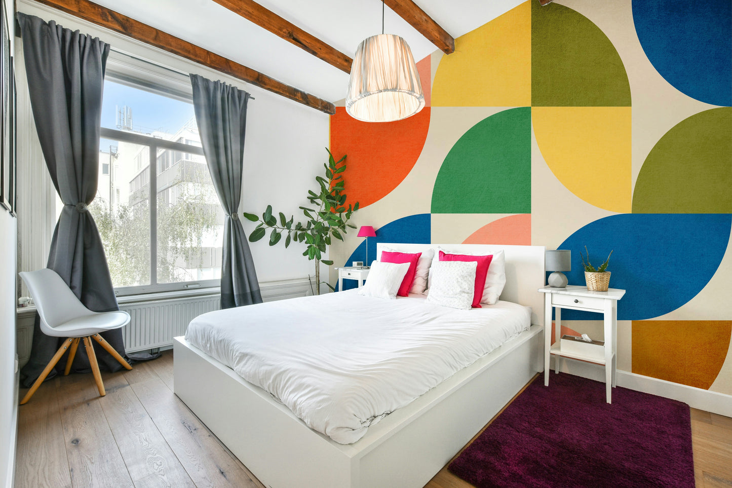 Cool color palette with blues, grays, and warm accents.

