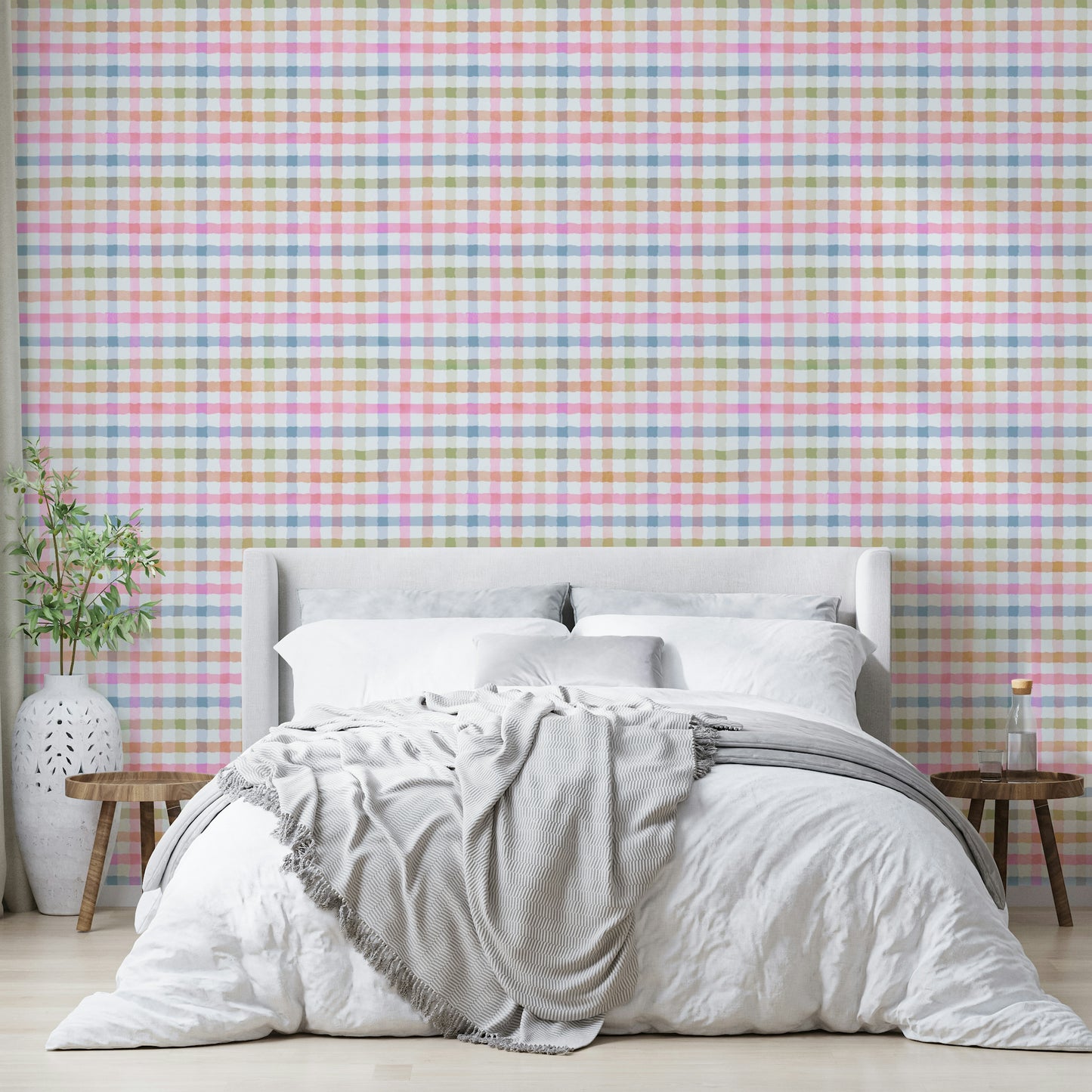 Subtle plaid wallpaper for kitchens and bedrooms

