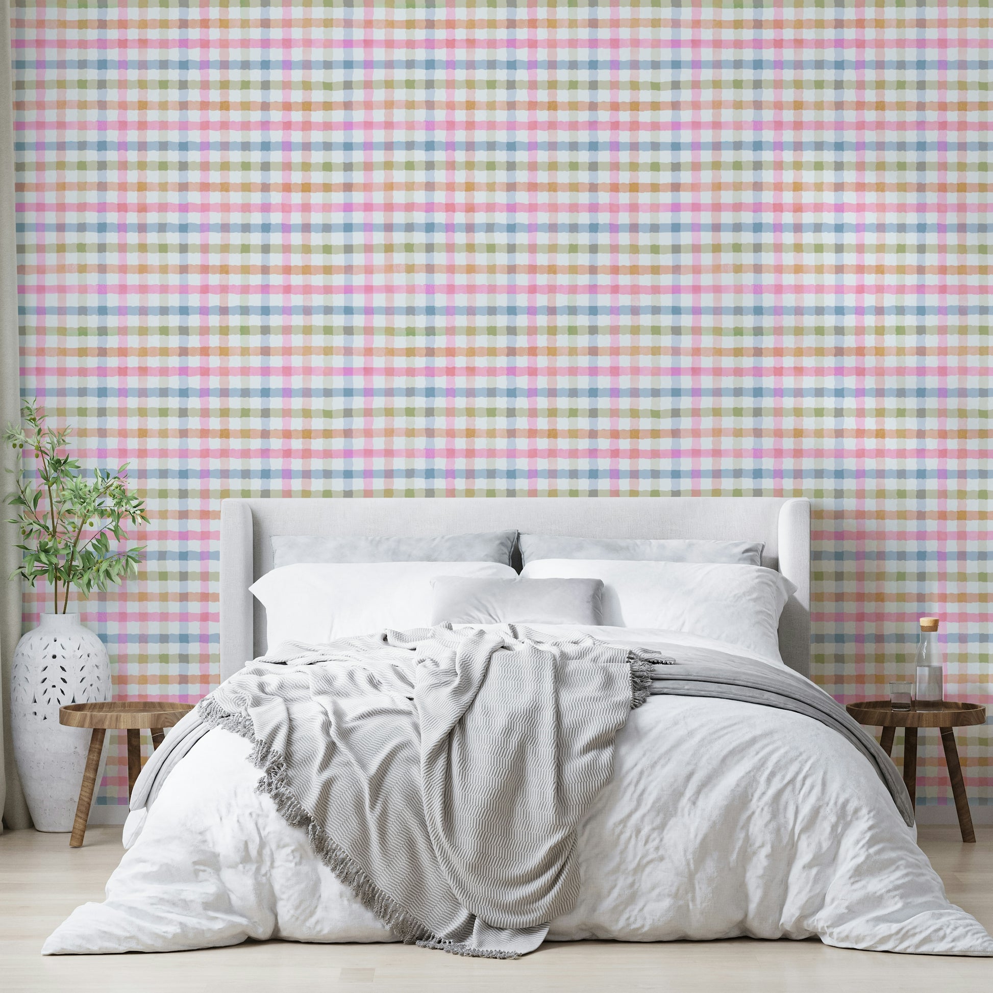 Subtle plaid wallpaper for kitchens and bedrooms

