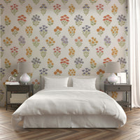Wallpaper with meadow flowers in pastel tones

